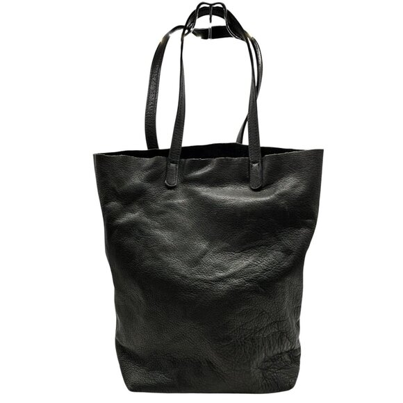 BAGGU Natural Milled Soft Pebble Black Leather Tote Bag Purse Discontinued USA - Picture 1 of 16